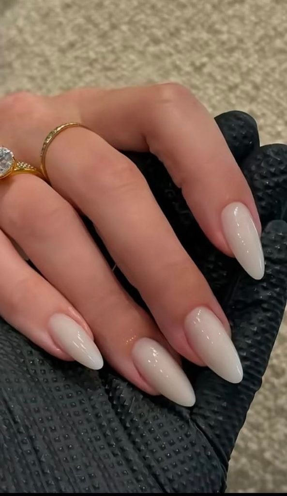 White Glossy Nails Baddie
