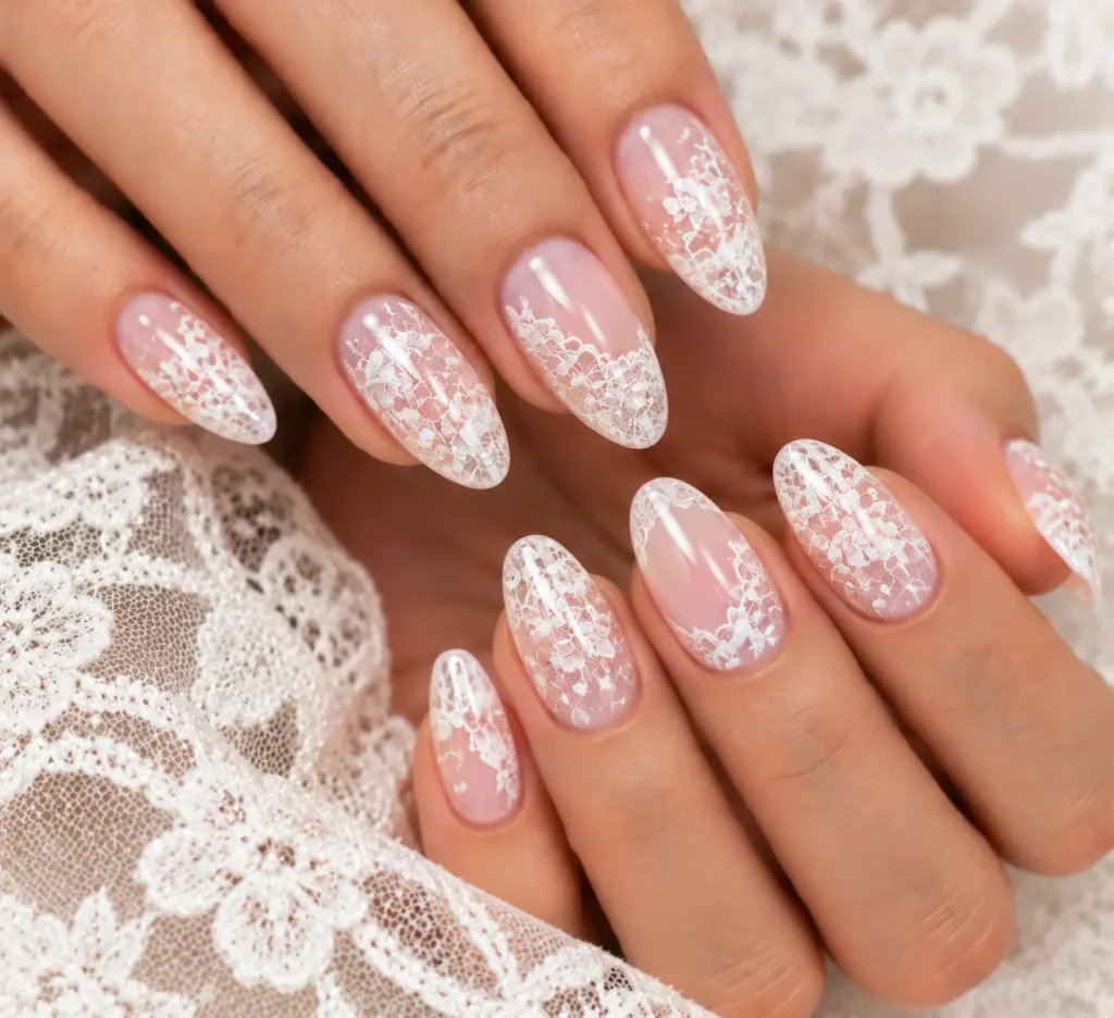 White Lace Hoco Nails