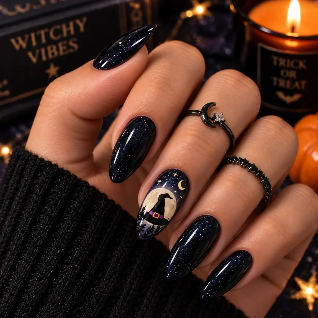 Witch Hat Accent Halloween Nail