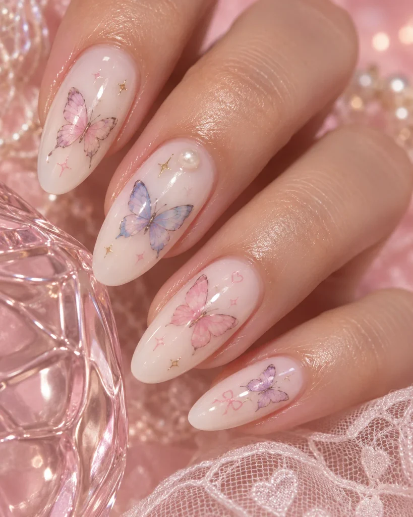 Y2K Butterfly Coquette Nails