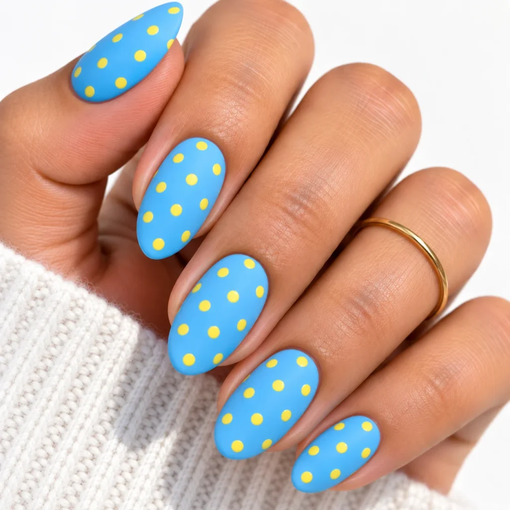 Yellow Dots on Sky Blue Base
