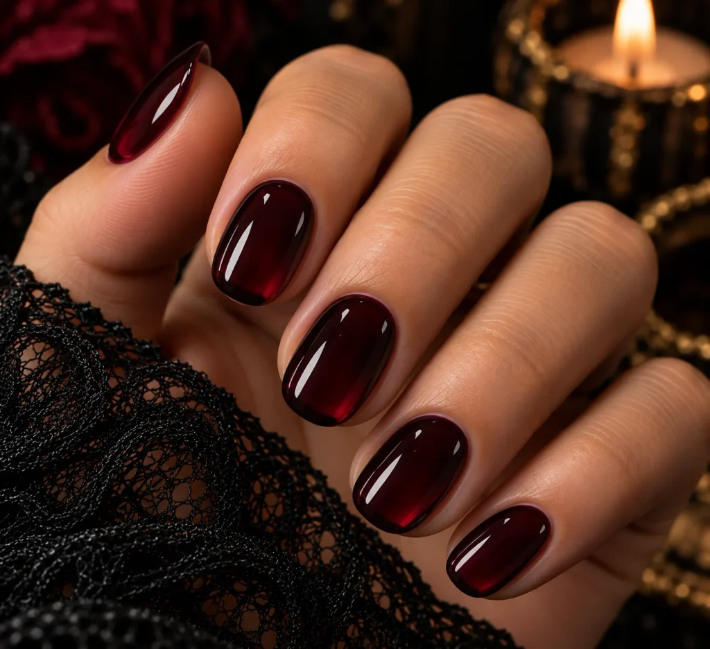 Black Cherry Glass Nails