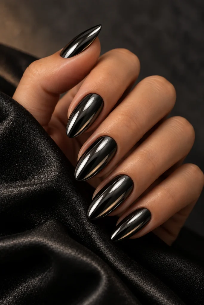 Black Chrome Mirror Nails
