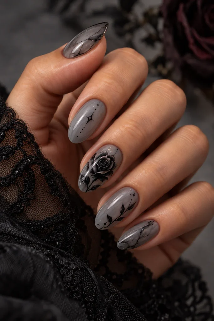 Black Rose Nail Art