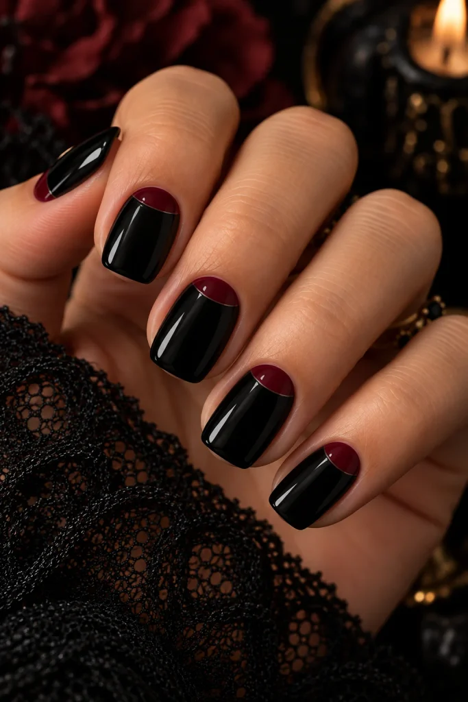 Burgundy and Black Half Moon