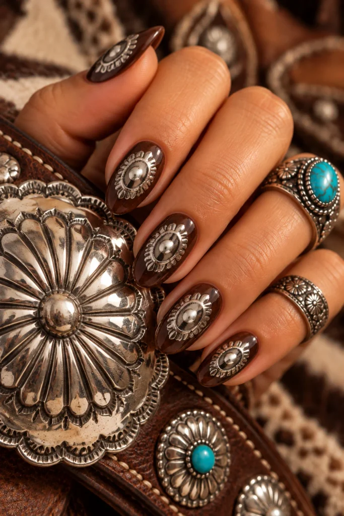  Concho Silver Chrome Nails