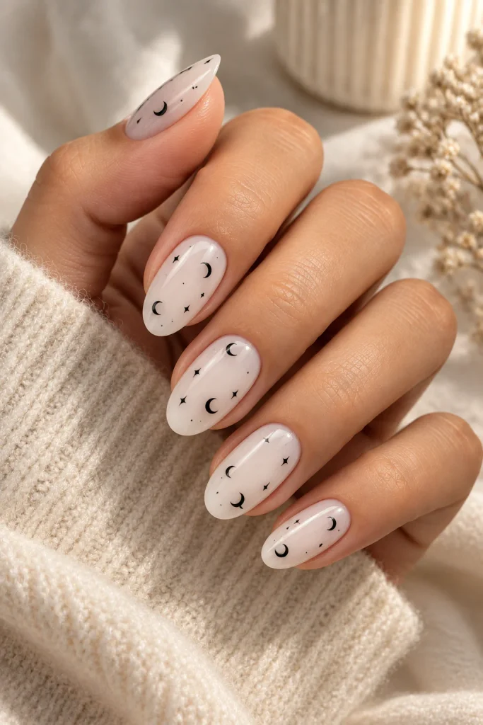 Milky White with Tiny Black Moons