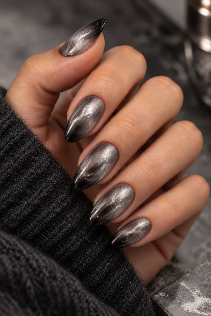 Pewter and Silver Smoke Nails