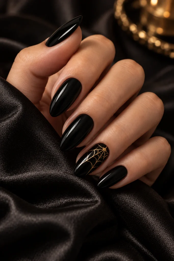 Single Gold Web Accent Nail